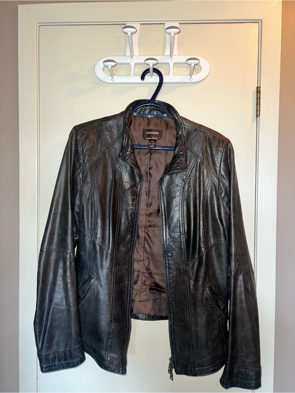 Danier Black Leather Bomber Jacket